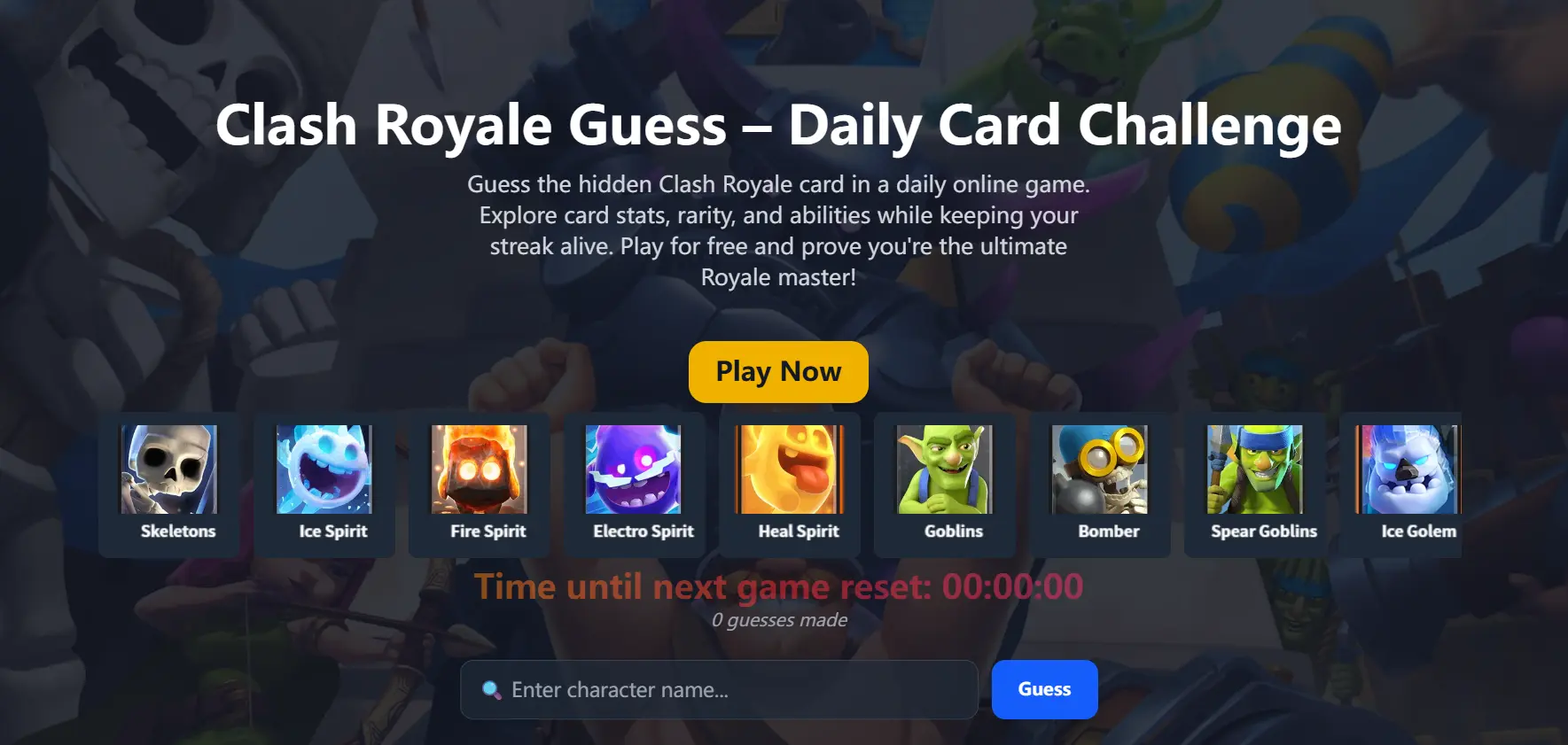 Clash Royale Wordle: Daily Card Guess Experience